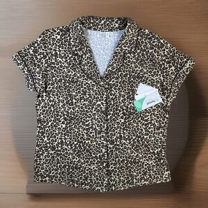 Nordstrom Pajama Top Button Up Shirt Leopard Print Soft Tencel Women Sz M NWT
